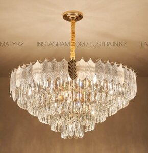 Роскошная хрустальная люстра в стиле Постмодерн, цвет золото, кол-во ламп 12, цоколь E14