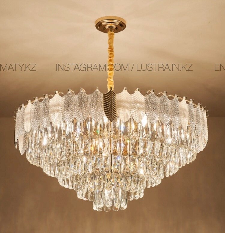 Роскошная  хрустальная люстра в стиле Постмодерн, цвет золото, кол-во ламп 12, цоколь E14 от компании SvetAlmaty KZ - фото 1