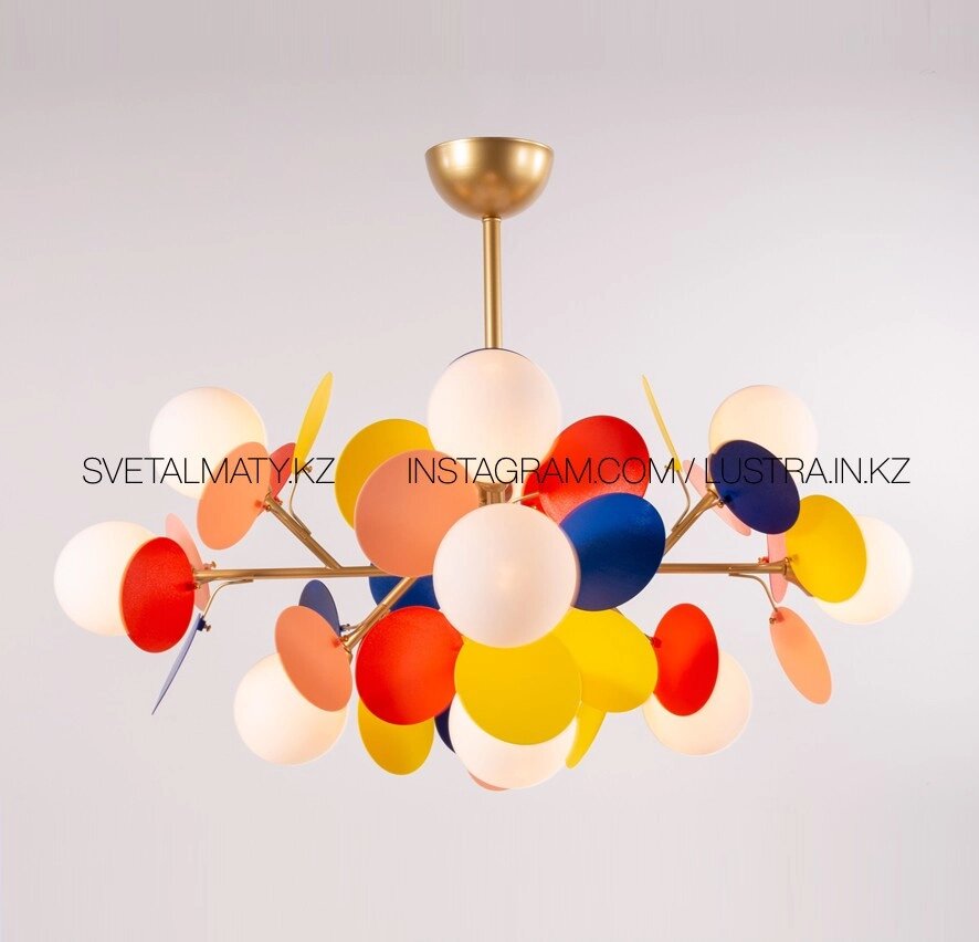 Современная цветная люстра в скандинавском стиле на 12 ламп от компании SvetAlmaty KZ - фото 1