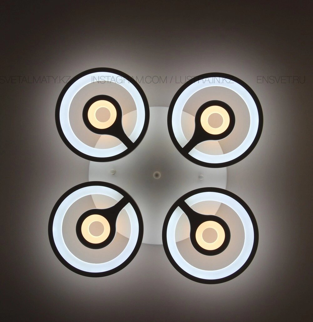 Современная LED люстра с пультом 3 режима на 4 лампы от компании SvetAlmaty KZ - фото 1