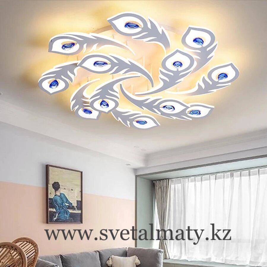Современная светодиодная люстра с павлином 8+4 от компании SvetAlmaty KZ - фото 1