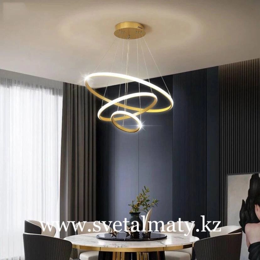 Современные круглые светодиодные люстры с тремя кольцами D-6114/800+600+400 от компании SvetAlmaty KZ - фото 1