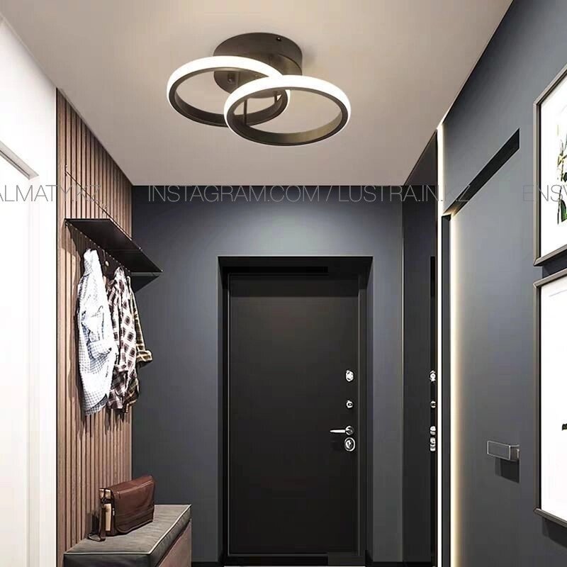 Современный светильник в форме двух кругов для коридора черного цвета для спальни, кухни, коридора. от компании SvetAlmaty KZ - фото 1