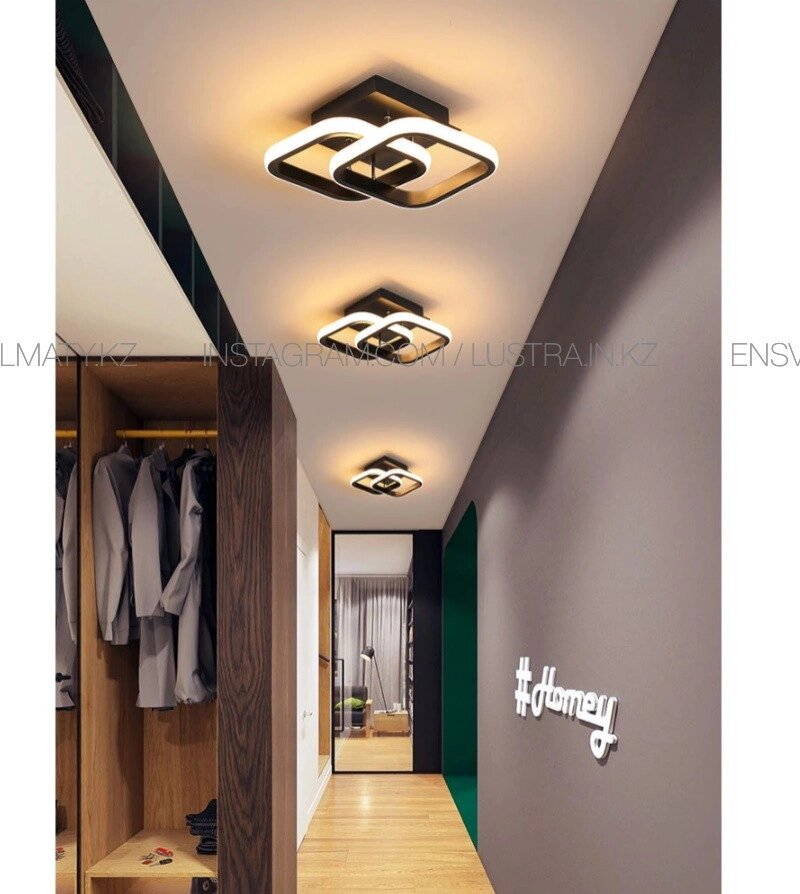 Светодиодный потолочный светильник, современная лампа черного цвета для спальни, кухни, коридора. от компании SvetAlmaty KZ - фото 1
