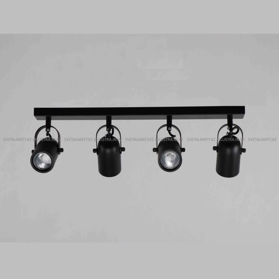 Универсальный потолочно-настенные спот на 4 лампочки черный от компании SvetAlmaty KZ - фото 1