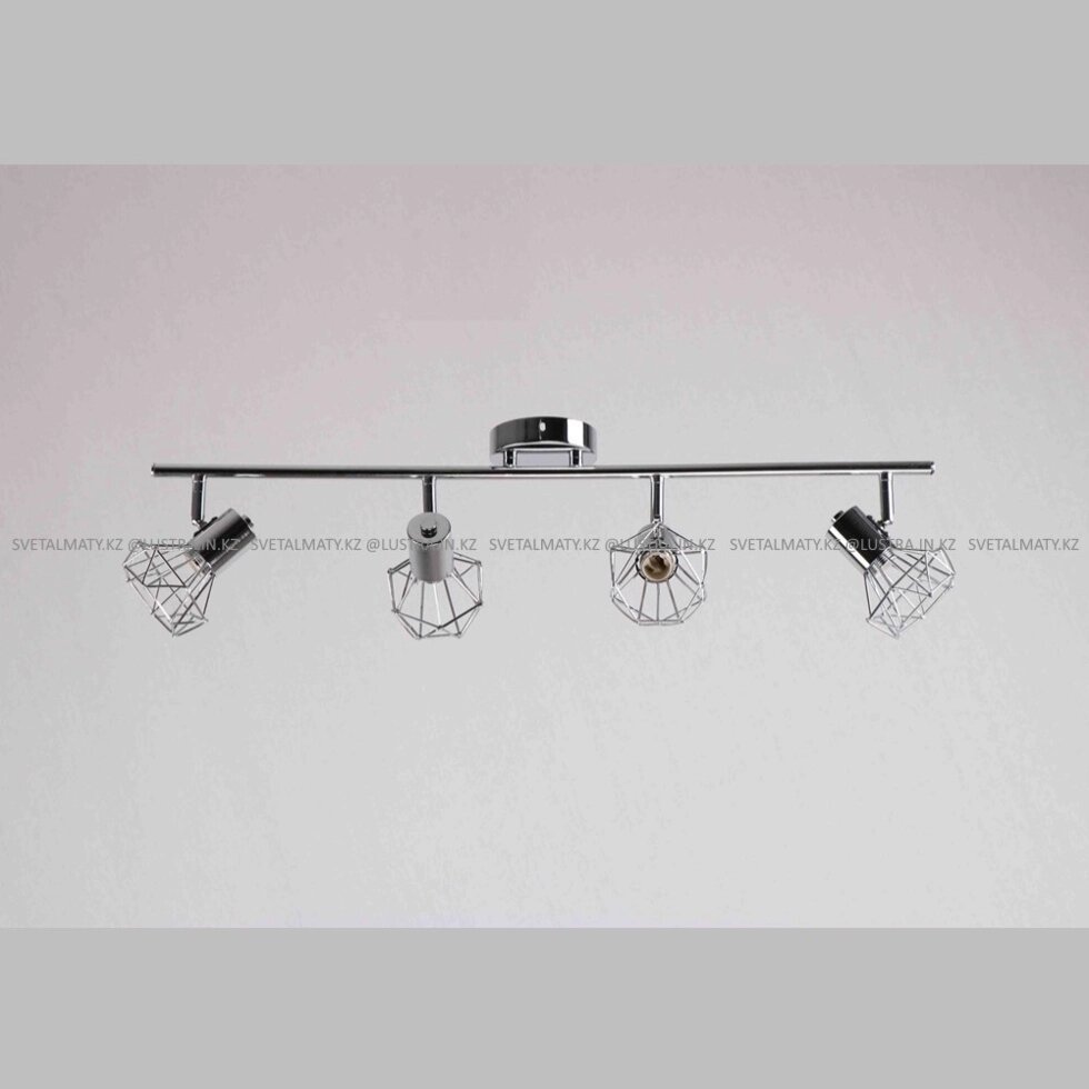 Универсальный потолочно-настенный спот в стиле Модерн хромированный на 4 лампочки от компании SvetAlmaty KZ - фото 1