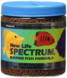 New Life Spectrum Marine Fish Formula 1mm Sinking Pellet Fish Food (Natural Color Enhancing) 125 гр