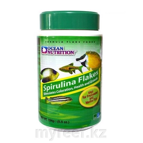 Ocean Nutrition Spirulina Flakes  (154 гр) - Корм для морских рыб в виде хлопьев 154 гр от компании Интернет-магазин "Myreef" - фото 1