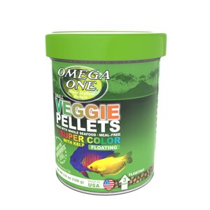 Omega One Super Color Veggie 3mm Floating Pellets with Kelp, 3.5 oz Container - Корм для морских рыб ввиде гранул 100 г