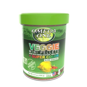 Omega One Veggie Mini Pellets, Sinking, 3.5 oz Container - Корм для морских рыб ввиде гранул 100 г