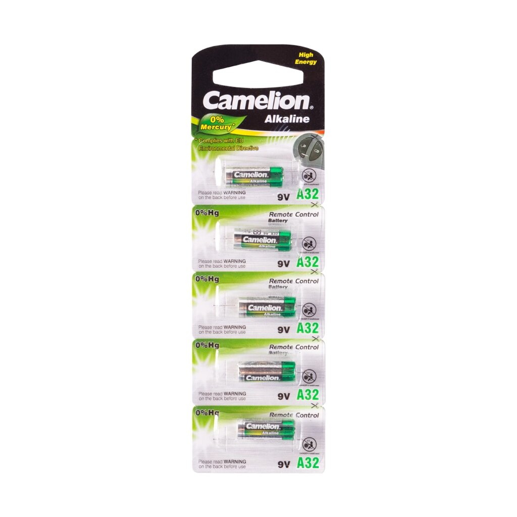 Батарейка, CAMELION, A32-BP5, 9V, 0% Hg (0% Ртути), 5 шт. в Блистере от компании ИП Globus trade - фото 1