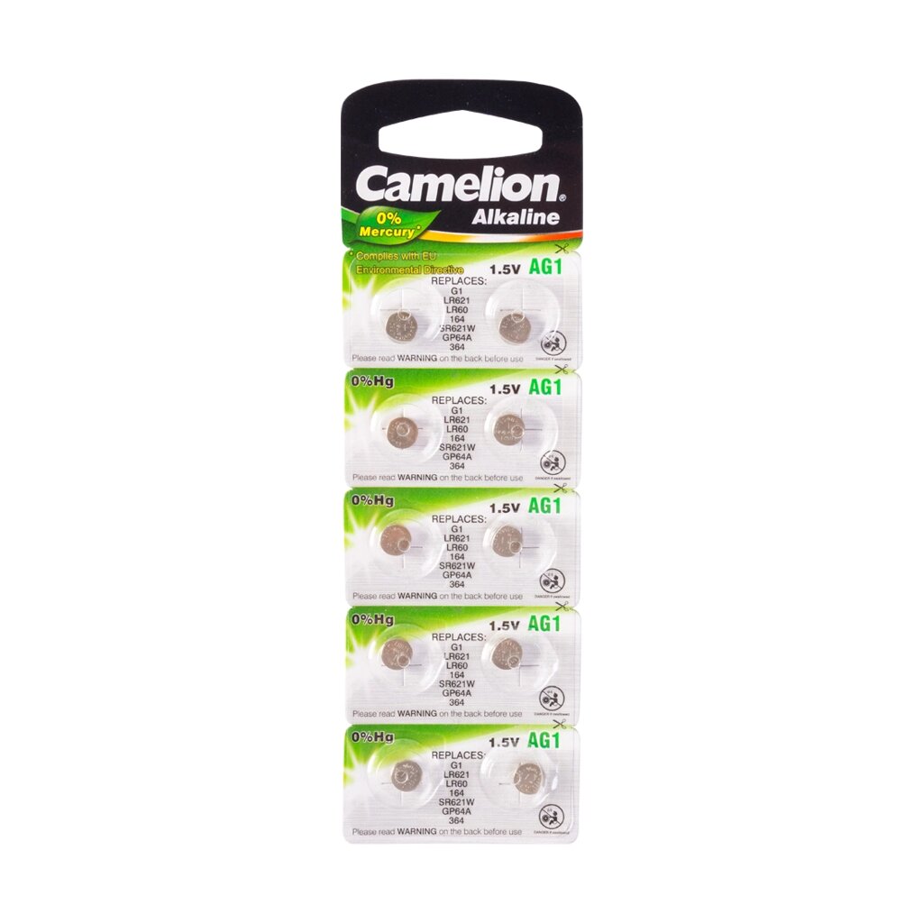 Батарейка, CAMELION, AG1-BP10(0%Hg), Alkaline, AG1, 1.5V, 0% Ртути, 10 шт. в блистере от компании ИП Globus trade - фото 1