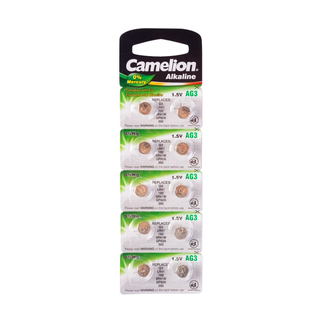 Батарейка, CAMELION, AG3-BP10(0%Hg), Alkaline, AG3, 1.5V, 0% Ртути, 10 шт. в блистере от компании ИП Globus trade - фото 1