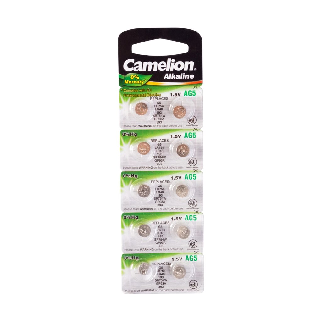 Батарейка, CAMELION, AG5-BP10(0%Hg), Alkaline, AG5, 1.5V, 0% Ртути, 10 шт. в блистере от компании ИП Globus trade - фото 1