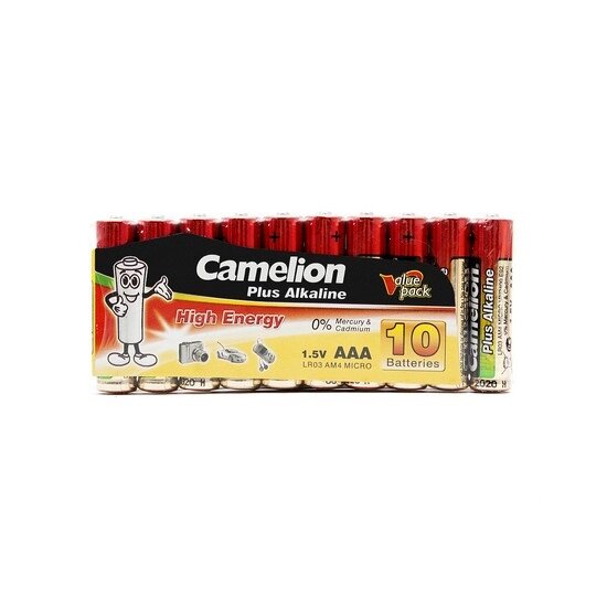 Батарейка, CAMELION, LR03-SP10-DA, Plus Alkaline, AAA, 1.5V, 1150 mAh, 10 шт., в плёнке от компании ИП Globus trade - фото 1