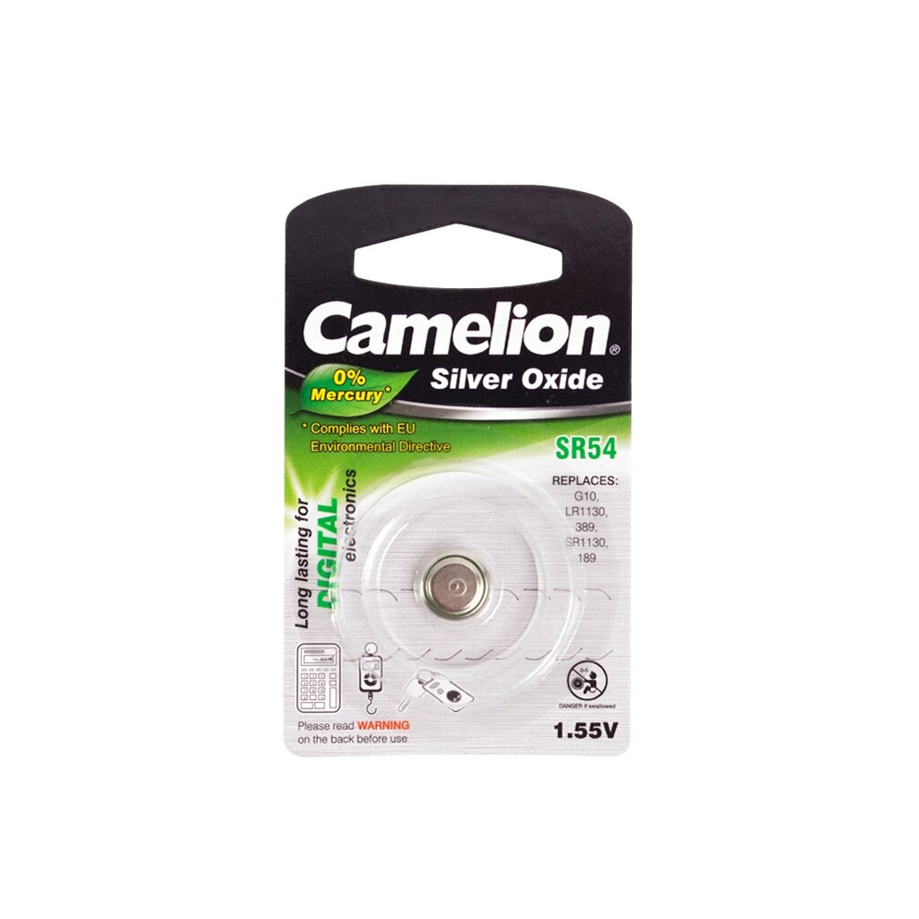 Батарейка, CAMELION, SR54-BP1(0%Hg) , Silver Oxide, 1.55V, 0% Ртути, 1 шт., Блистер от компании ИП Globus trade - фото 1