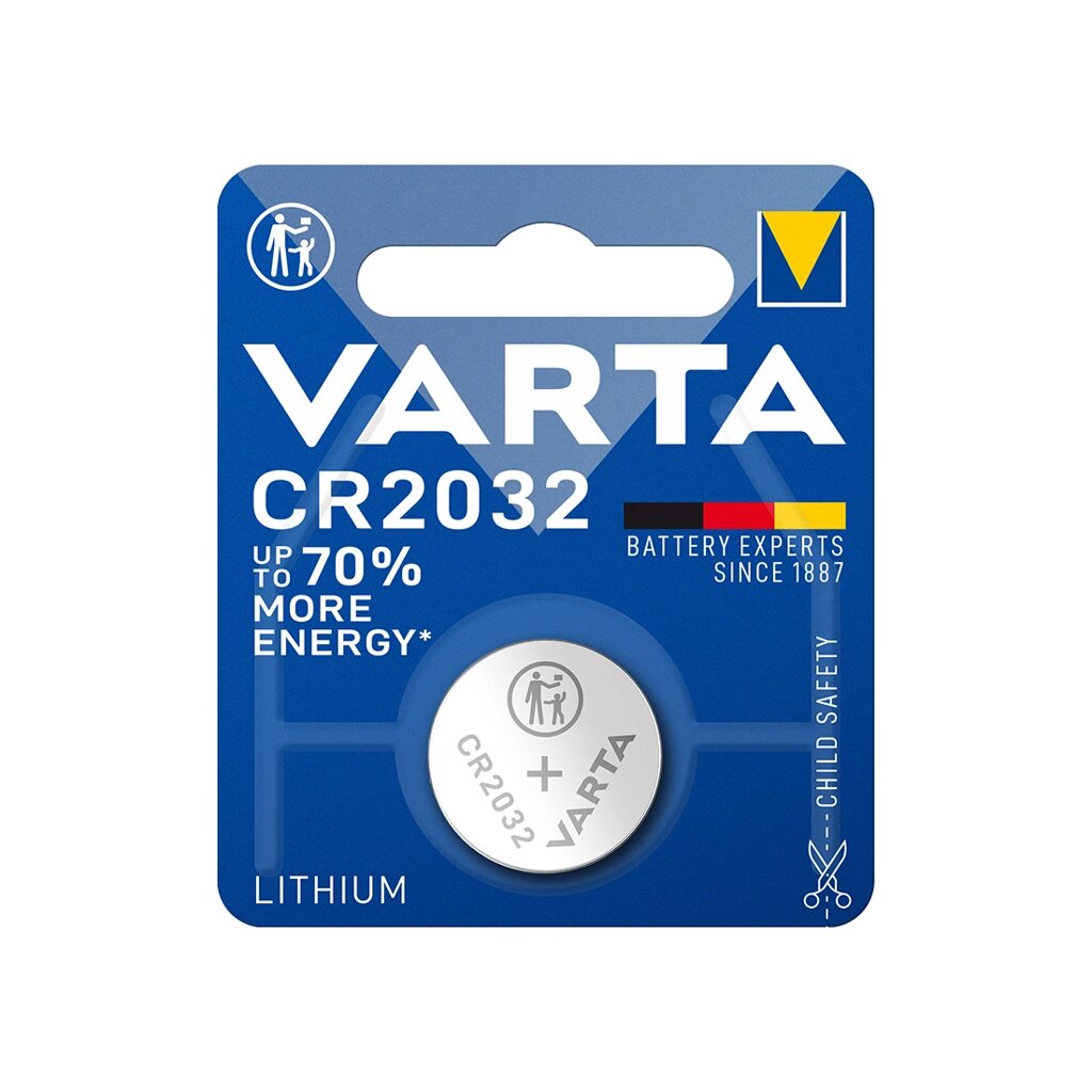 Батарейка, VARTA, CR2032-BP1, Lithium Battery, CR2032, 3V, 1 шт. от компании ИП Globus trade - фото 1