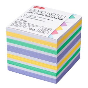 Блок бумаги для заметок "Стамм", 8x8x5см, 4 цвета, непроклеенный, в плёнке