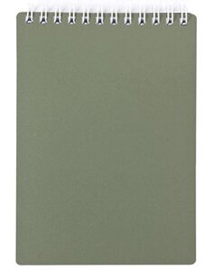 Блокнот "Hatber", 80л, А7, клетка, пластиковая обложка, на гребне, серия "Metallic - Тёмно-зелёный"