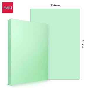 Бумага цветная Deli Pale, А4, 70 г/кв. м., 100 л., зеленая