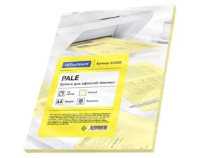 Бумага цветная OfficeSpace Pale, А4, 80 г/кв. м., 50 л., желтая
