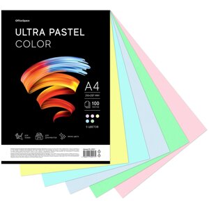 Бумага цветная OfficeSpace"Ultra Pastel Color", А4, 80 г/кв. м., 5 цветов, 100 л.