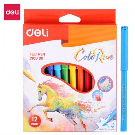 Фломастеры Deli "ColoRun", 12 цветов, картон от компании ИП Globus trade - фото 1