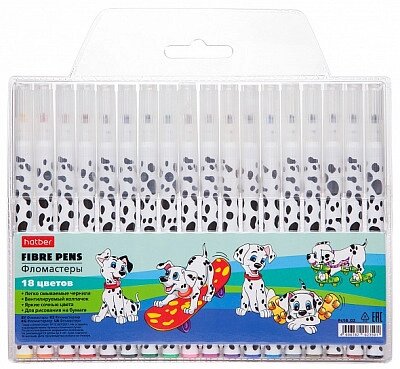 Фломастеры "Hatber", 18 цветов, серия "Далматинцы", в блистере от компании ИП Globus trade - фото 1