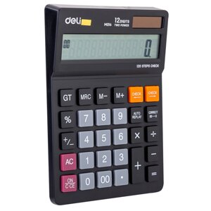 Калькулятор настольный DELI "М01420" 12 разрядный, 175х125х35 мм, черный