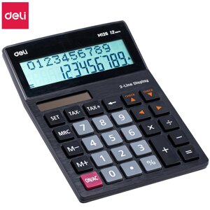 Калькулятор настольный DELI "M126" 12 разрядный, 180х128х37 мм, двухстрочный, черный