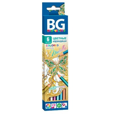 Карандаши "BG", 6 цветов, серия "Metallic", в картонной упаковке от компании ИП Globus trade - фото 1