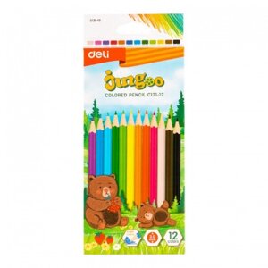 Карандаши цветные Deli "Bingoo", 12 цвета, картон