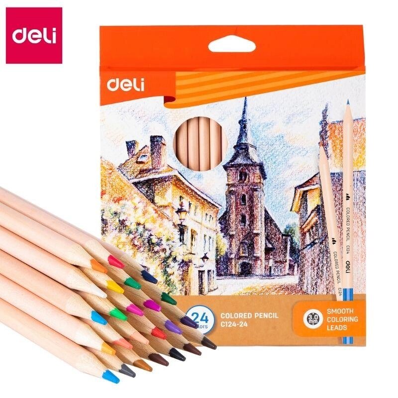 Карандаши цветные Deli "Colored Pencil", 24 цвета, картон от компании ИП Globus trade - фото 1