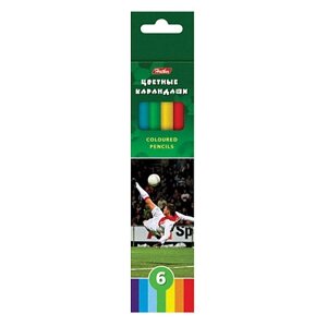 Карандаши "Hatber", 6 цветов, серия "Футбол", в картонной упаковке