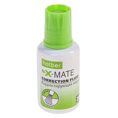 Корректирующая жидкость "Hatber X-Mate", 20мл, химическая основа, с кисточкой от компании ИП Globus trade - фото 1