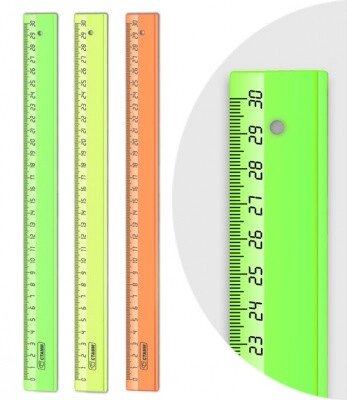 Линейка 30см СТАММ, пластиковая, прозрачная, неоновые цвета, ассорти от компании ИП Globus trade - фото 1