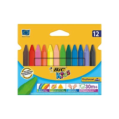 Мелки восковые "Bic Kids Plastidecor Triangle", 12 цветов, 12шт в картонной упаковке от компании ИП Globus trade - фото 1