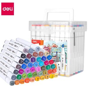 Набор маркеров для скетчинга DELI, двухсторонний 1/7 мм, 48 цветов, пластиковая коробка