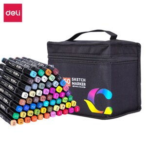 Набор маркеров для скетчинга DELI, двухсторонний 1/7 мм, 60 цветов