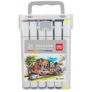 Набор маркеров для скетчинга DELI, двухсторонний 2/7 мм, 24 цвета