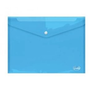 Папка-конверт на кнопке, А4, 0,16 мм, ПП, прозрачно-синий, Forofis
