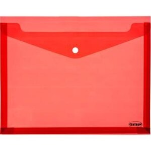 Папка-конверт на кнопке, А4, 0,16 мм, раздвигающийся, прозрачно-красный, Centrum