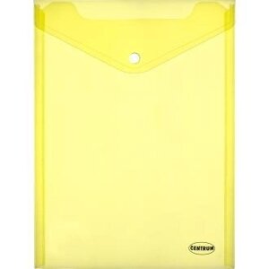 Папка-конверт на кнопке, А4, вертикальный, 0,16мм, прозрачно-желтый, Centrum
