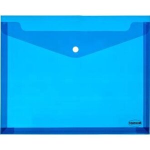 Папка-конверт на кнопке Centrum, раздвигающийся, А4, 0,16 мм, прозрачно-голубой