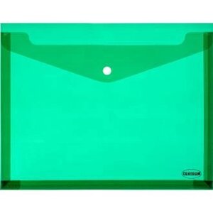 Папка-конверт на кнопке Centrum, раздвигающийся, А4, 0,16 мм, прозрачно-зеленый