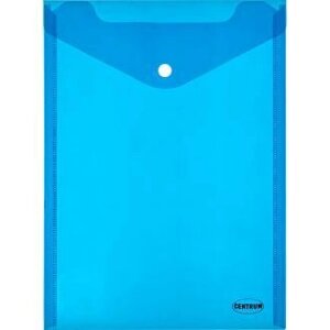 Папка-конверт на кнопке Centrum, вертикальный, А4, 0,16 мм, прозрачно-голубой
