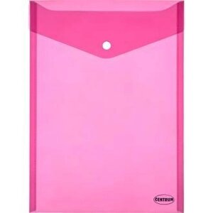 Папка-конверт на кнопке Centrum, вертикальный, А4, 0,16 мм, прозрачно-розовый