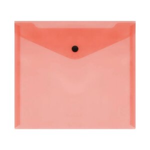 Папка-конверт на кнопке СТАММ, А5+150 мкм, прозрачная, красная