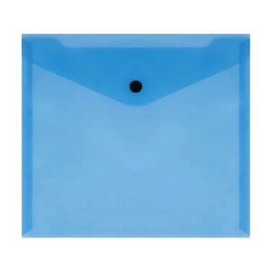 Папка-конверт на кнопке СТАММ, А5+150 мкм, прозрачная, синяя