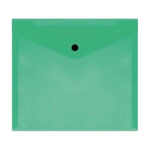 Папка-конверт на кнопке СТАММ, А5+150 мкм, прозрачная, зеленая